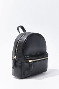 BLACK Small Faux Leather Backpack, image 2