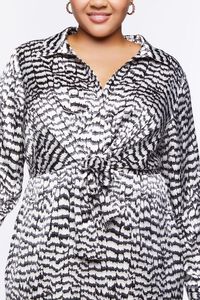 CREAM/MULTI Plus Size Abstract Print Mini Shirt Dress, image 5