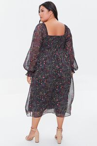 BLACK/MULTI Plus Size Ditsy Floral Chiffon Dress, image 3