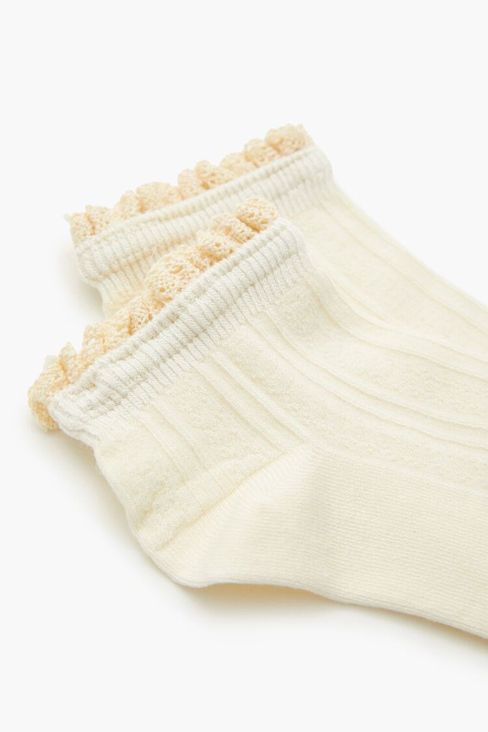 CREAM Ruffle-Trim Pointelle Ankle Socks, image 3