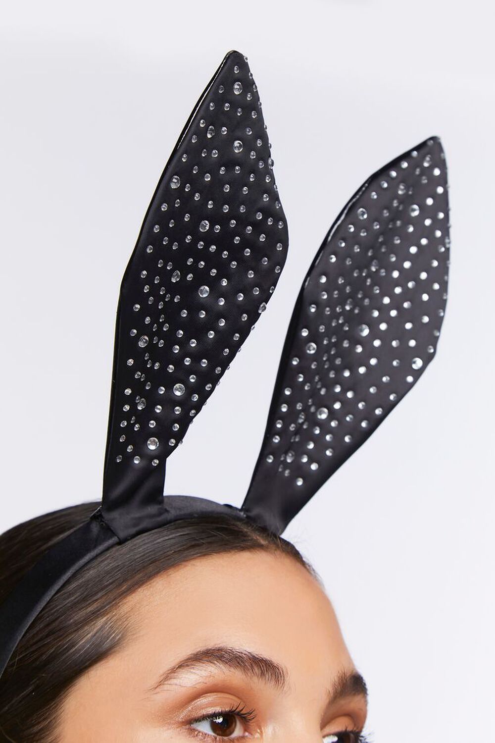 BLACK Faux Gem Bunny Ears Headband, image 2