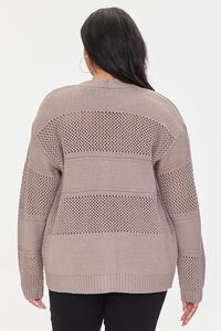 GREY Plus Size Open-Knit Cardigan Sweater, image 3