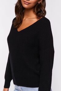 BLACK Ribbed Drop-Sleeve Sweater, image 5