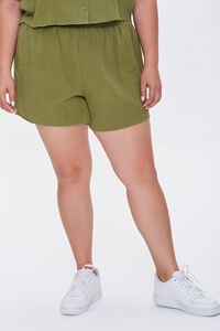 OLIVE Plus Size Textured Shorts, image 2