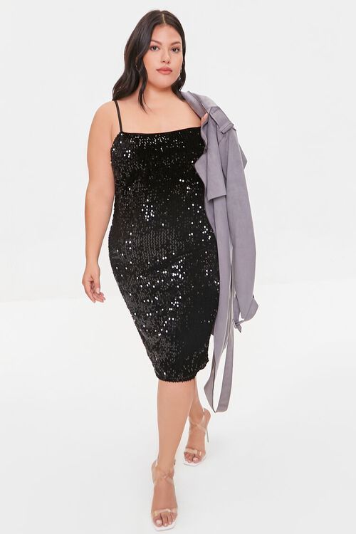 BLACK Plus Size Metallic Cami Dress, image 4