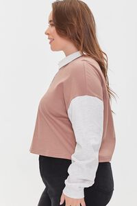 COCOA/MULTI Plus Size Colorblock Rugby Shirt, image 2