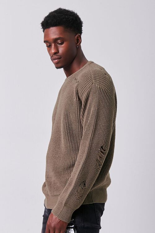 TAUPE Ribbed Distressed Sweater, image 2