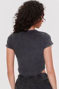 CHARCOAL Cropped Waffle Knit Tee, image 3