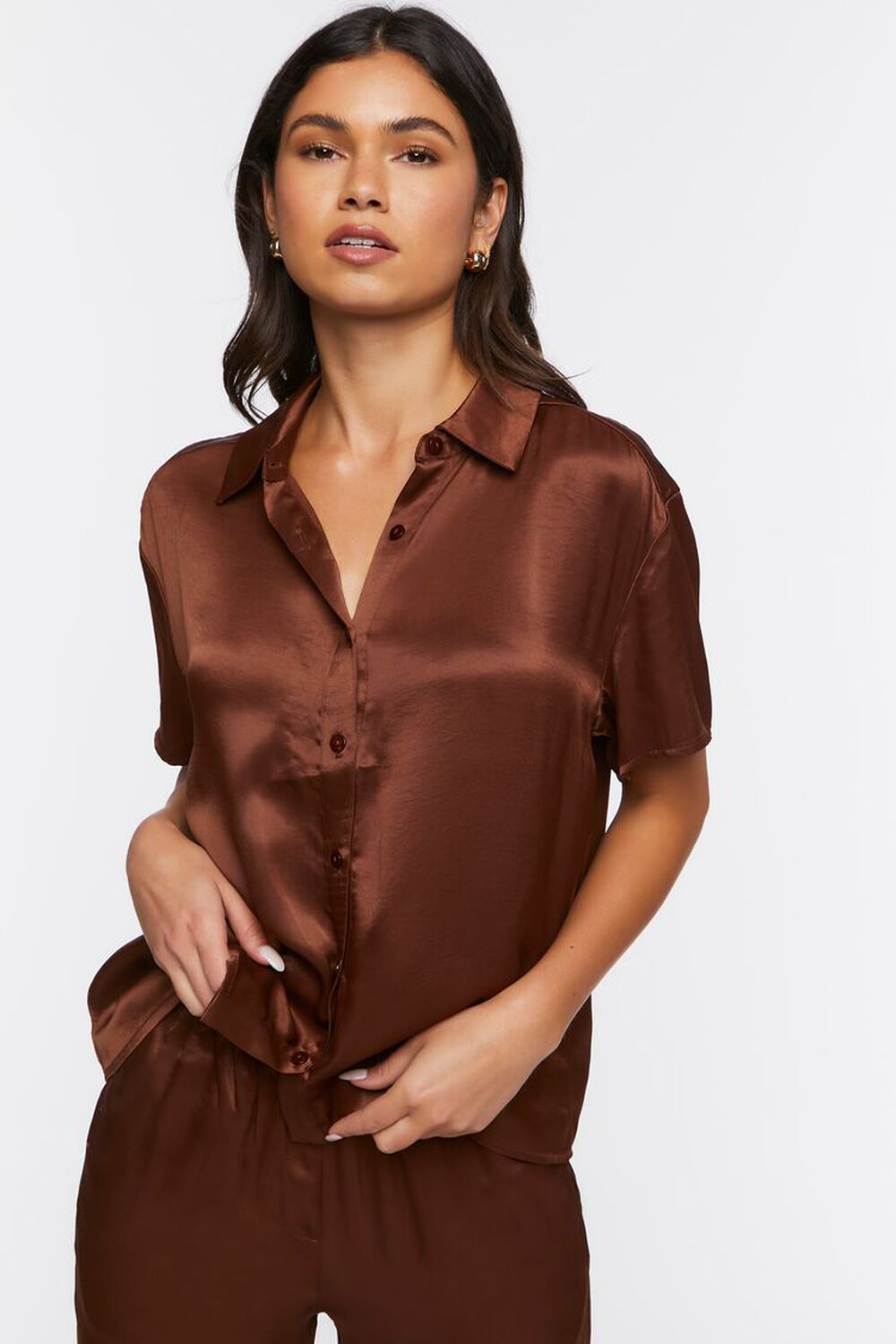 CHOCOLATE Oversized Button-Front Shirt, image 1