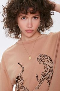 COFFEE/BLACK Tiger Graphic T-Shirt Dress, image 2