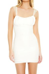 WHITE Lace-Up Sweetheart Mini Dress, image 5