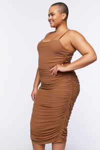 TAUPE Plus Size Ruched Bodycon Midi Dress, image 2