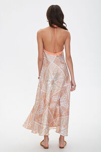 CREAM/MULTI Satin Ornate Print Trapeze Dress, image 3