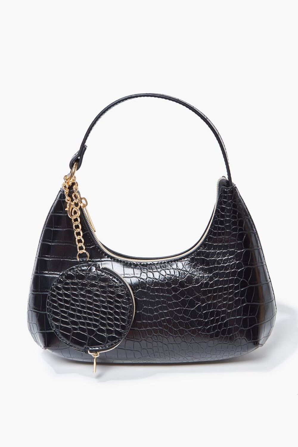 Faux Croc Leather Shoulder Bag, image 1
