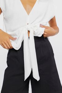 WHITE Plunging Tie-Front Top, image 5
