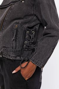 BLACK Denim Lace-Up Moto Jacket, image 5