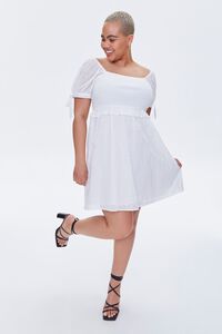 WHITE Plus Size Eyelet Fit & Flare Dress, image 4