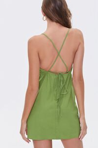 GREEN Crisscross Linen-Blend Mini Dress, image 3