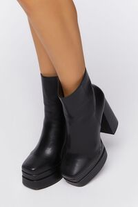 BLACK Chunky Heel Platform Ankle Boots, image 5