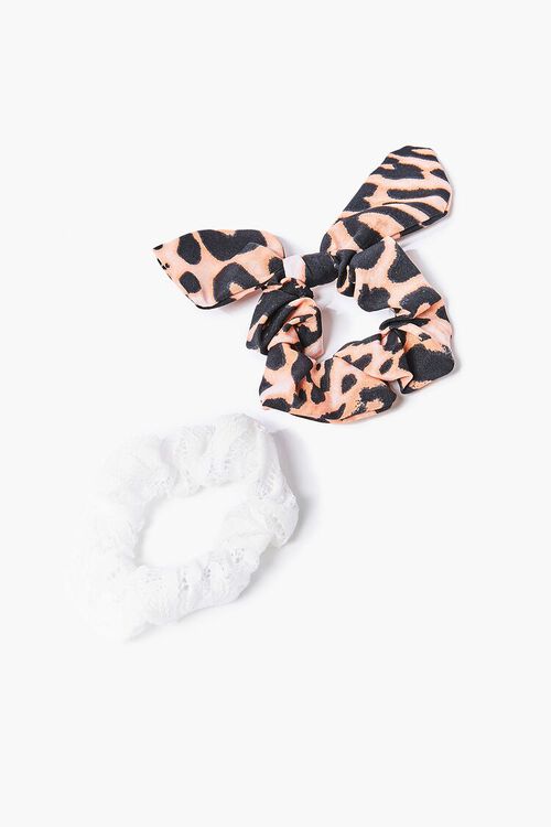 BROWN/MULTI Cheetah Hair Scrunchie Set, image 1