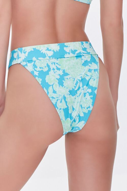 AQUA/GREEN Floral Print High-Waist Bikini Bottoms, image 4