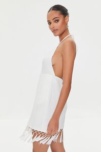 WHITE Tassel-Trim Halter Mini Dress, image 2