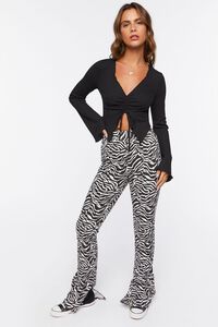 BLACK/WHITE Zebra Print Bootcut Jeans, image 5