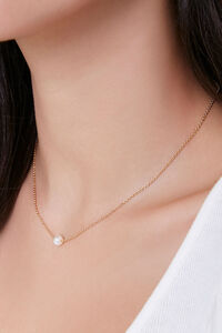 GOLD/CREAM Faux Pearl Charm Necklace, image 1