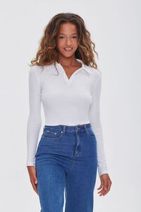 IVORY Collared Long Sleeve Top, image 1