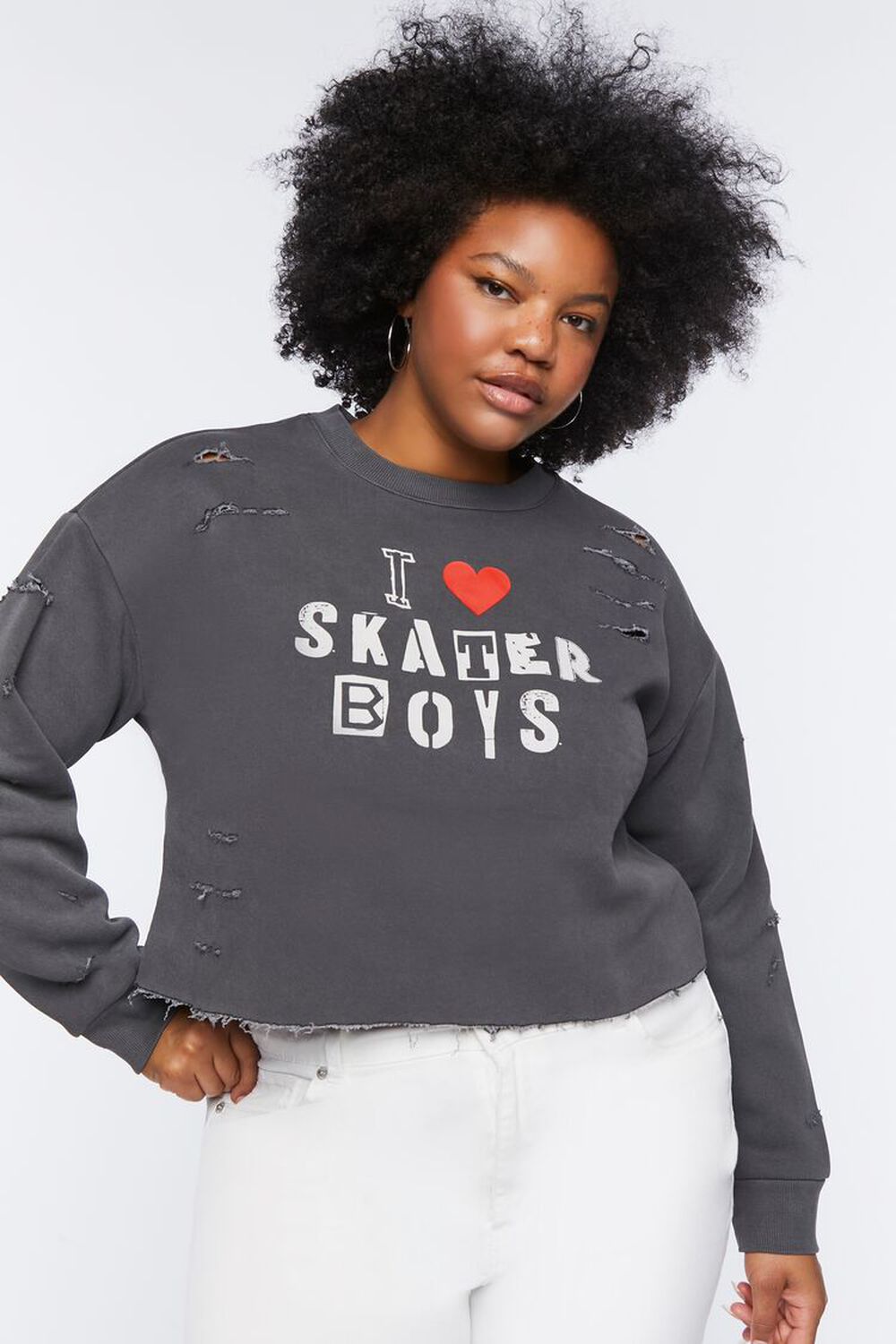 CHARCOAL/MULTI Plus Size Skater Boys Graphic Pullover, image 1