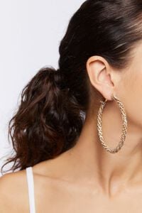 CLEAR/GOLD Rhinestone Hoop Earrings, image 1