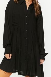 BLACK Long-Sleeve Mini Shirt Dress, image 5
