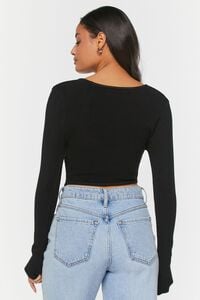 BLACK Ribbed Sweater-Knit Crop Top, image 3
