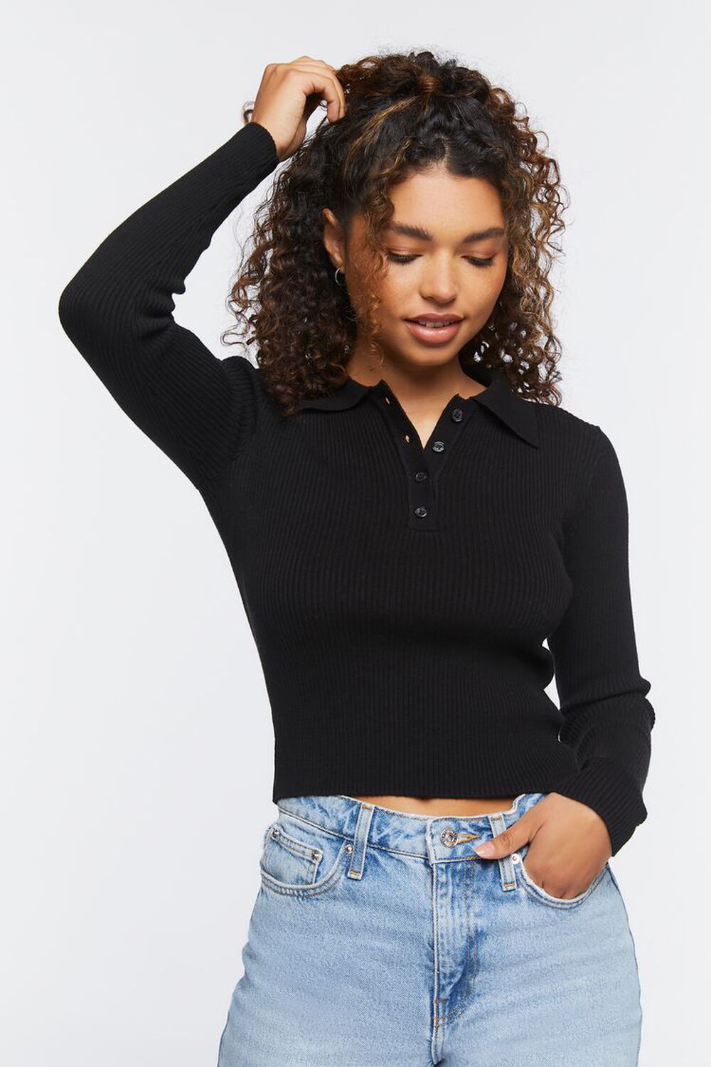 Sweater-Knit Polo Shirt