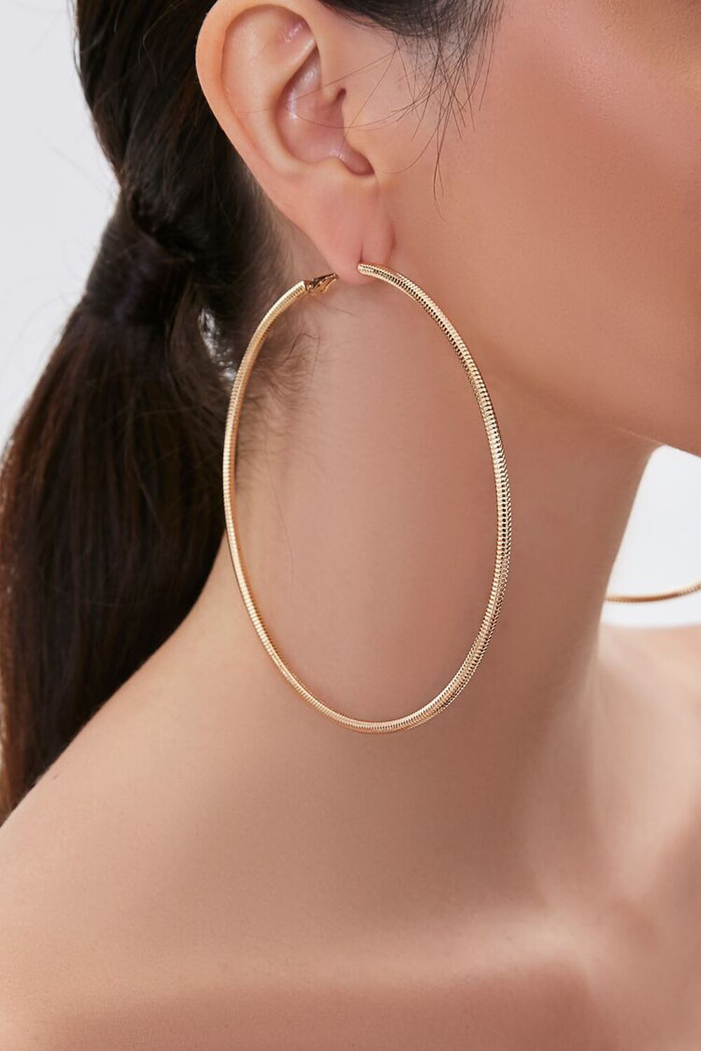 GOLD Oversized Textured Hoop Earrings, image 1