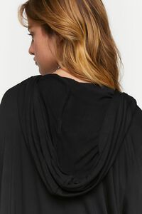 BLACK Oversized Long-Sleeve Hooded Top, image 5