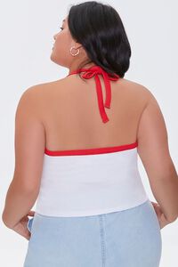 WHITE/RED Plus Size Over It Halter Top, image 3