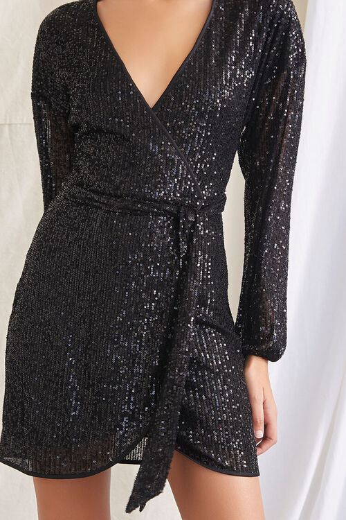 BLACK Sequin Belted Mini Dress, image 5