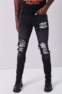 BLACK/WHITE Distressed Skinny Jeans, image 2