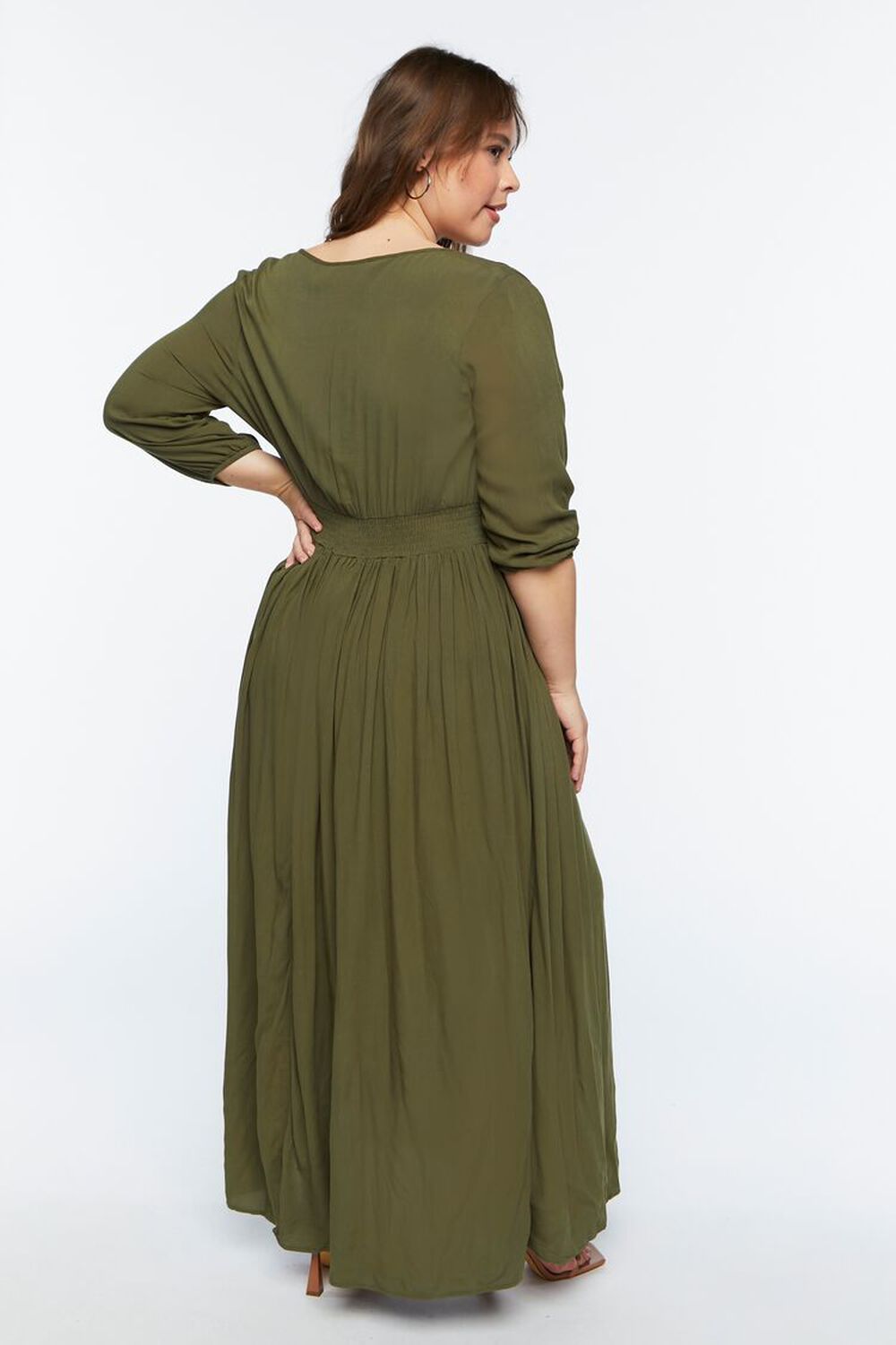 Plus Size Button-Front Maxi Peasant Dress