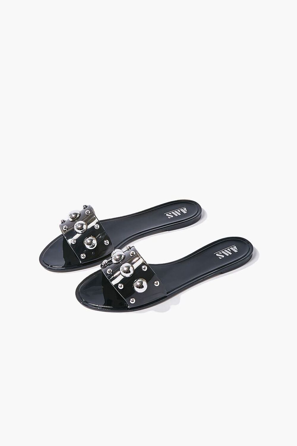 BLACK Studded Jelly Sandals, image 3