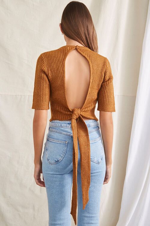 BROWN Cutout Sweater-Knit Top, image 3