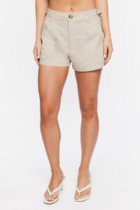 ASH BROWN Mid-Rise Buckled Shorts, image 2