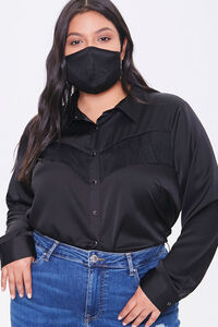 BLACK Plus Size Shirt & Face Mask Set, image 1