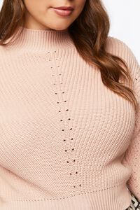 DUSTY PINK Plus Size Ribbed Mock Neck Sweater, image 5