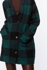 HUNTER GREEN/BLACK Buffalo Plaid Longline Cardigan Sweater, image 5