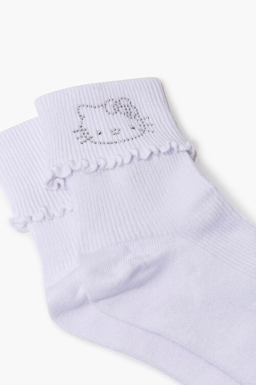 WHITE Rhinestone Hello Kitty Crew Socks, image 3