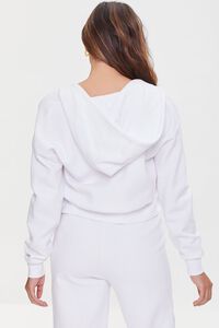 WHITE Basic Fleece Zip-Up Hoodie, image 3