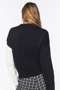 BLACK/CREAM Colorblock Floral Sweater, image 3