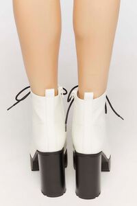 WHITE Faux Leather Lace-Up Booties, image 3